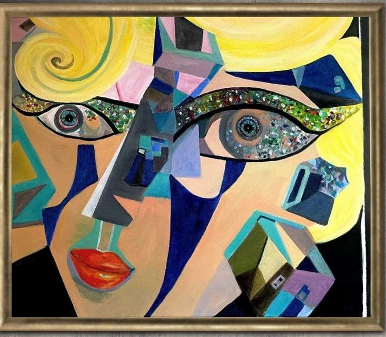 Original Abstract Portrait Painting by Victoria Strelciunaite