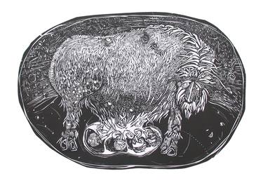 Original Expressionism Animal Printmaking by Marta Wakula-Mac