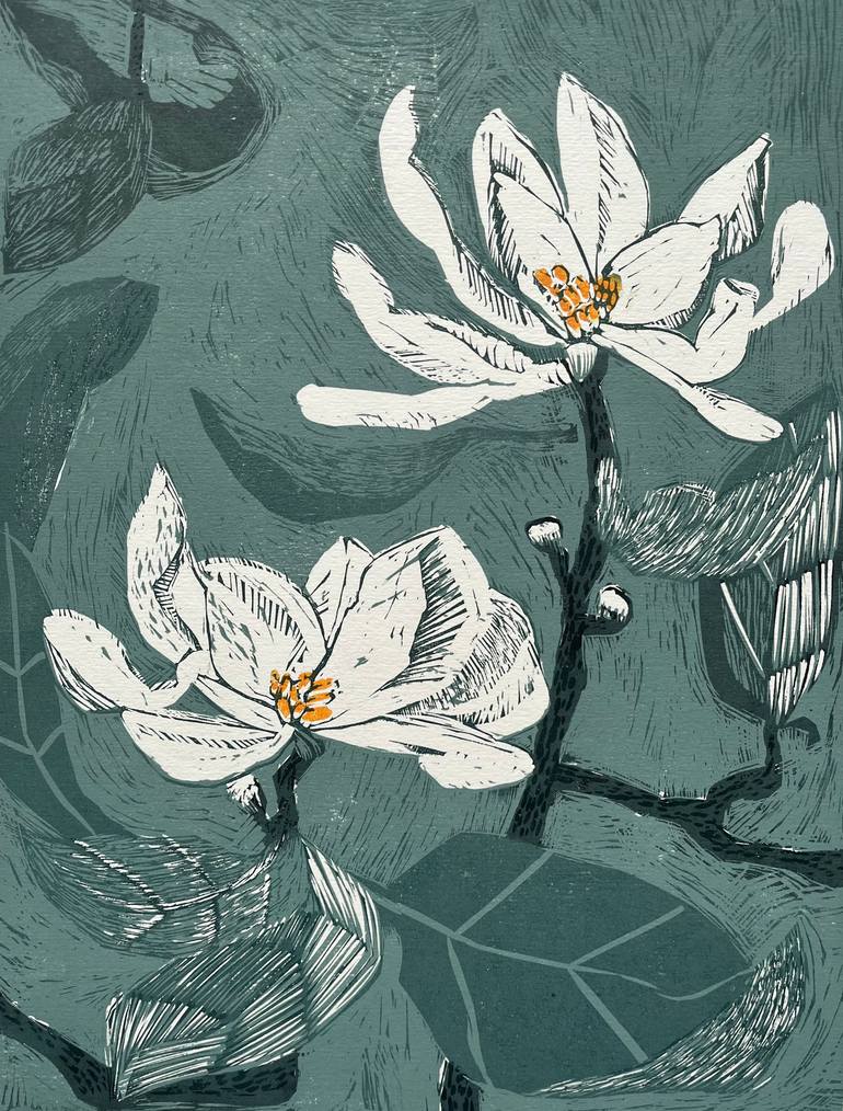 Original Illustration Botanic Printmaking by Marta Wakula-Mac