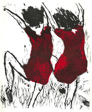 Original Abstract Expressionism People Printmaking by Marta Wakula-Mac