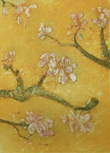 Original Expressionism Botanic Printmaking by Marta Wakula-Mac