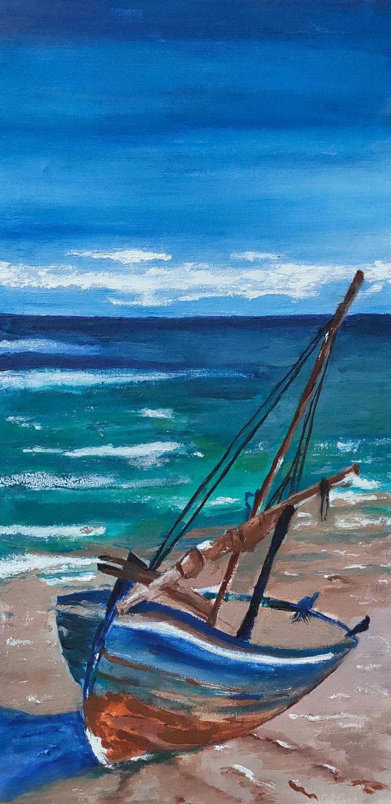 Original Abstract Expressionism Beach Painting by Natasha  Zareen