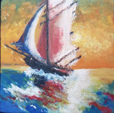 Original Expressionism Sailboat Paintings by Natasha Zareen