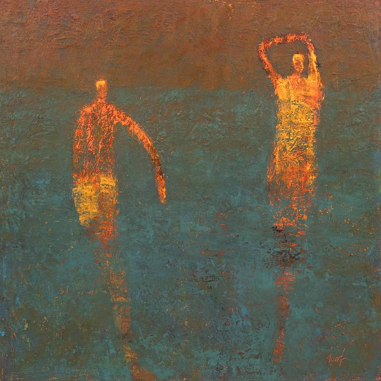 Original Figurative Beach Paintings by Ruth Hunter
