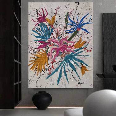 Original Abstract Floral Paintings by Zermina Khan