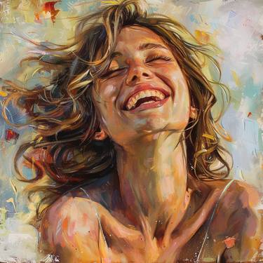 A Happy Women Smiling Digital Painting thumb