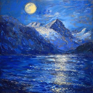 Mountain Painting Dark Night thumb