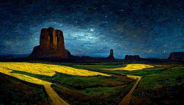 Monument Valley at Night Painting thumb