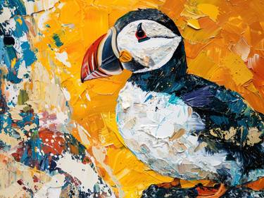 Abstract Puffin Painting thumb