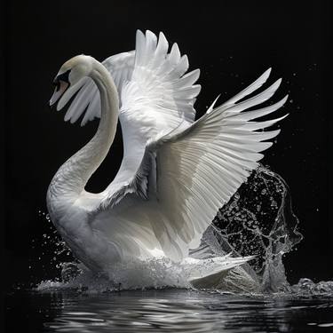 Swan Try to Fly with Black them thumb