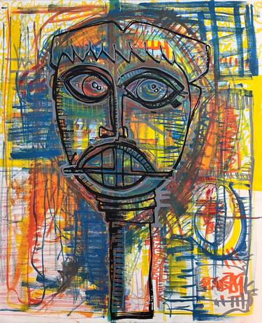 Original Abstract Men Painting by Lyonel Thouvenot