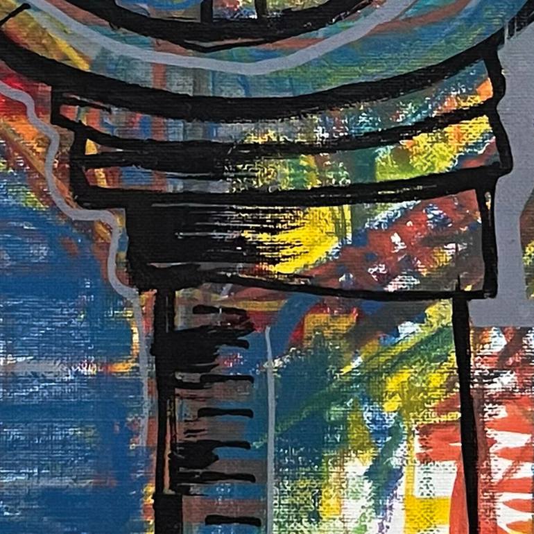 Original Abstract Men Painting by Lyonel Thouvenot