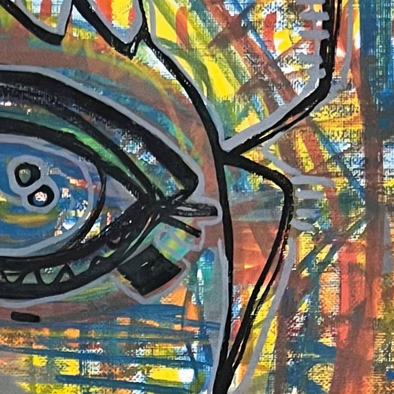Original Abstract Men Painting by Lyonel Thouvenot