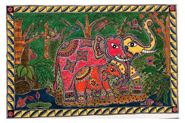Three Elephants in a Jungle Oasis thumb