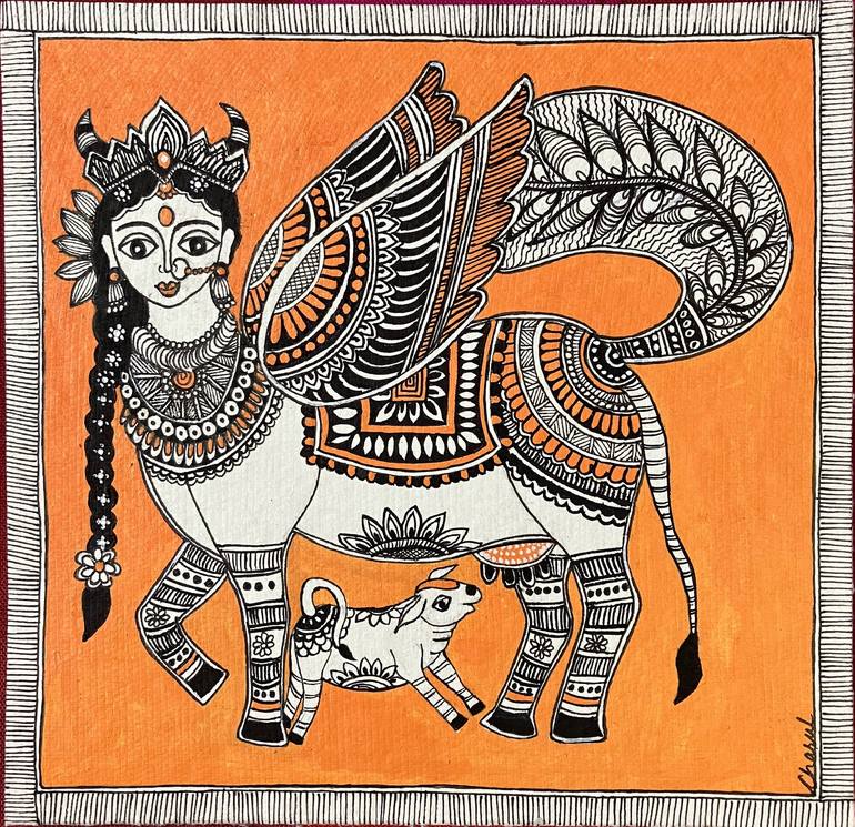 Original Folk Classical mythology Painting by Charul Gandotra