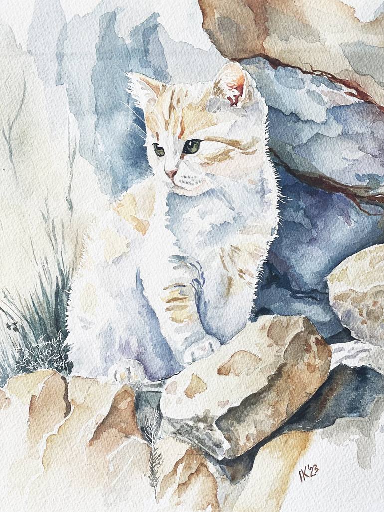 Original Fine Art Cats Painting by Irina Kurganskaya