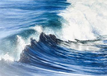 Captivating Ocean Wave Watercolor Painting thumb