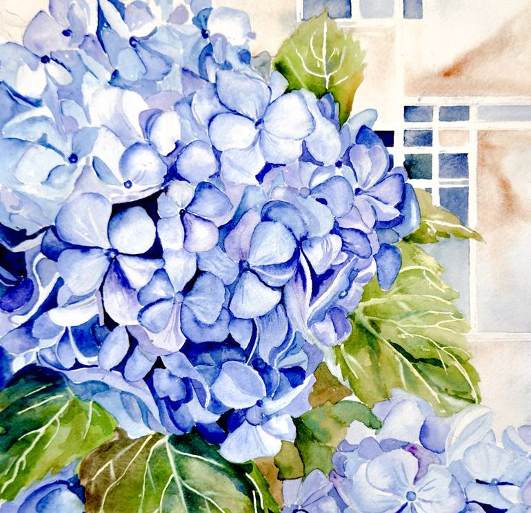 Blue Hydrangea - Floral Heritage: Portugal in Bloom Painting by