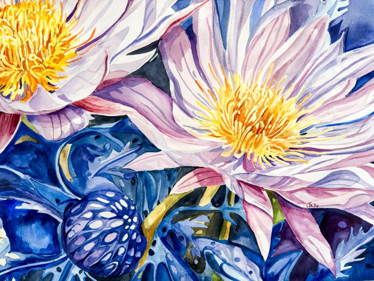 Original Art Deco Floral Painting by Irina Kurganskaya