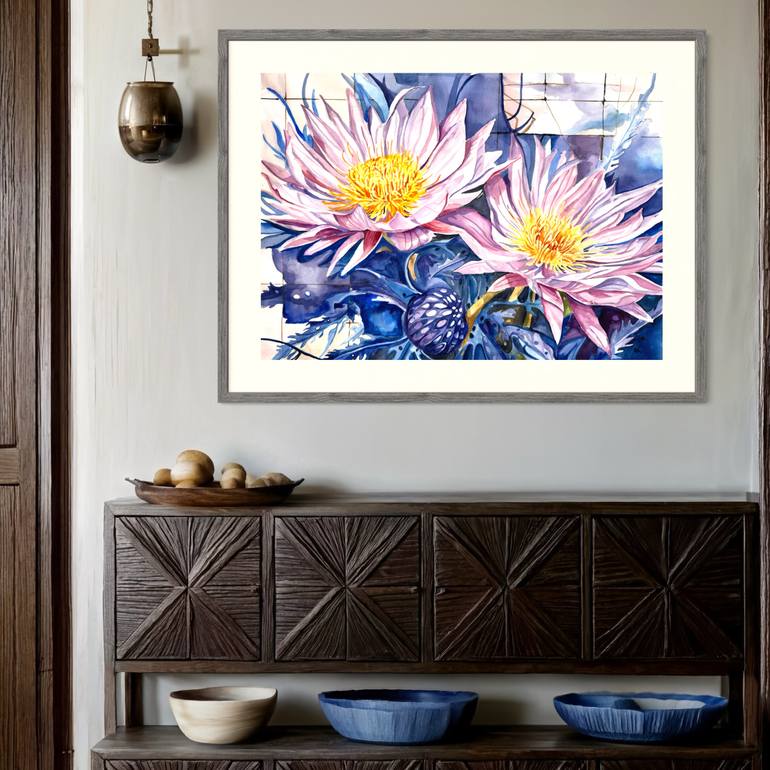 Original Art Deco Floral Painting by Irina Kurganskaya