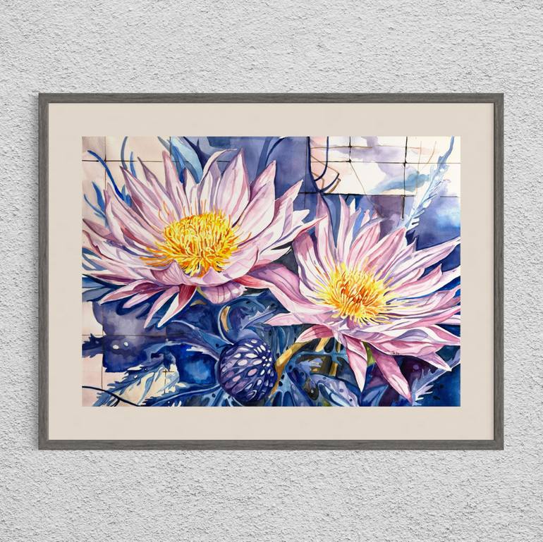 Original Art Deco Floral Painting by Irina Kurganskaya