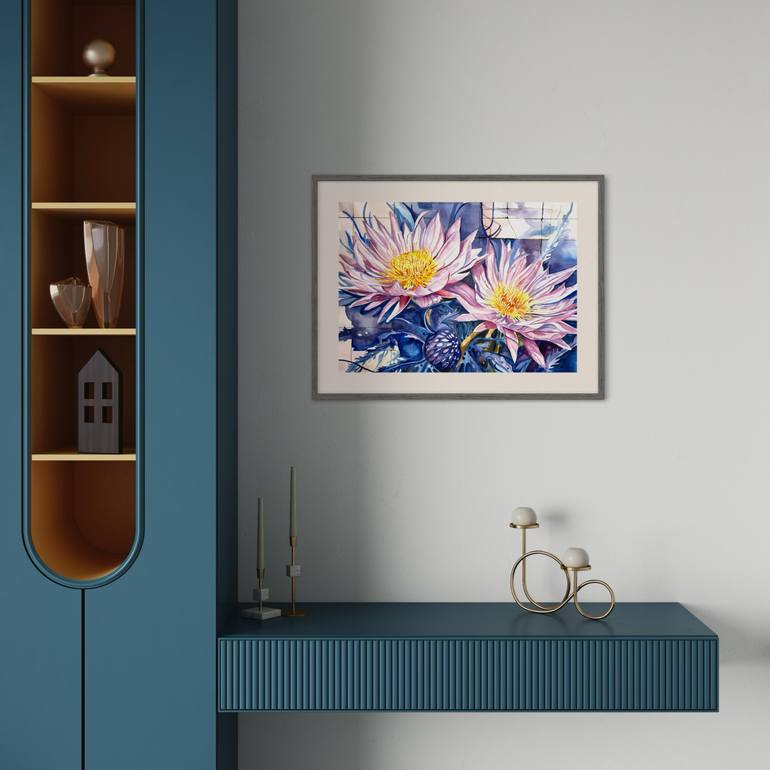 Original Art Deco Floral Painting by Irina Kurganskaya