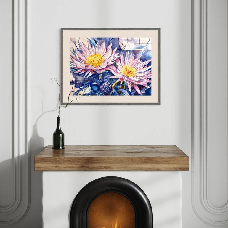 Original Art Deco Floral Painting by Irina Kurganskaya