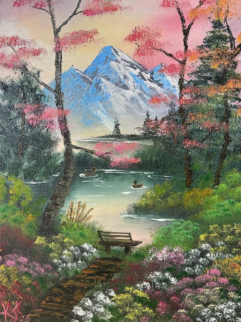 Autumn Glory Inspired by Bob Ross Painting by Kyla Trotter