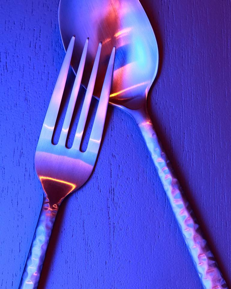 spoon and fork with colors - Print
