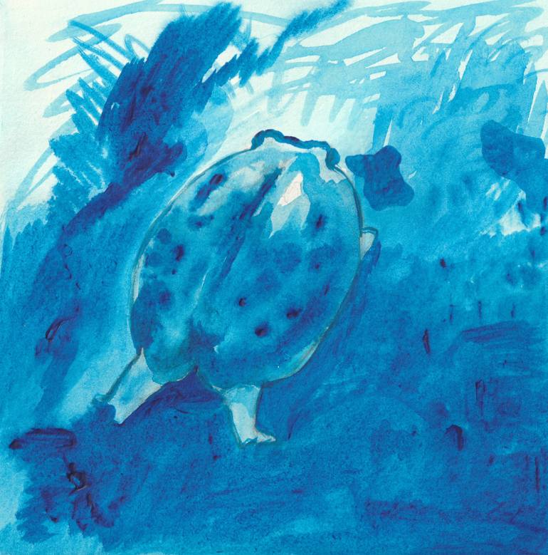 Original Animal Painting by Stanislava Danylenko | Abstract Expressionism Art on Paper | Little Frog in the Heat