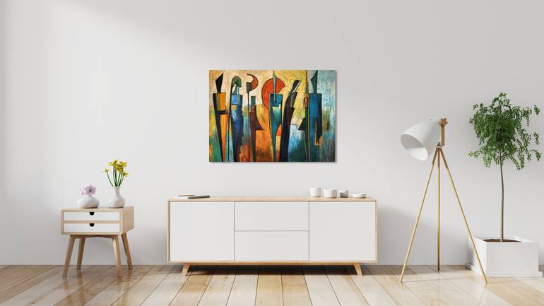 Original Abstract People Painting by Manu Fine Art