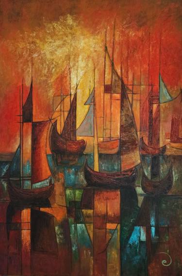 Original Boat Paintings by Manu Fine Art