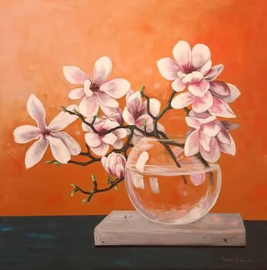 Magnolias with orange beground thumb