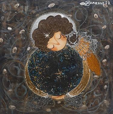 Original Art Nouveau Children Mixed Media by Oksana Mylanich