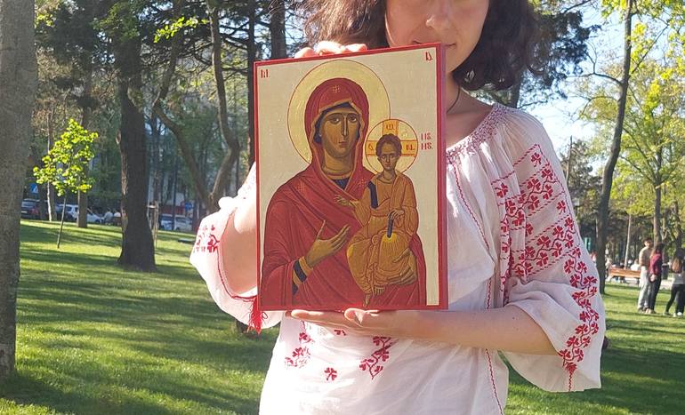 Original Portraiture Religion Painting by Jenny Ciobanu