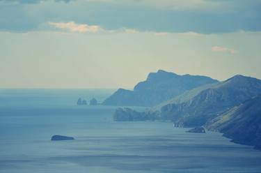 Amalfi Coast Seascape and Mountains Before the Storm thumb
