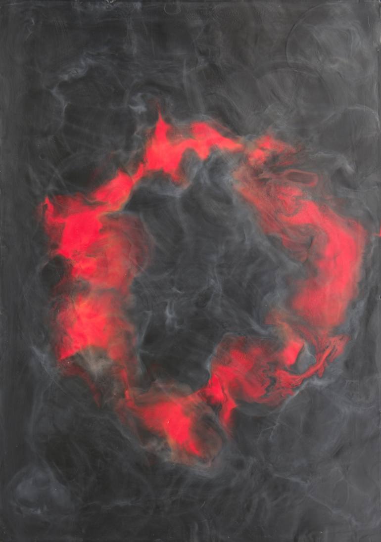 Original Abstract Painting by Baron Von Mandelbrot | Abstract Expressionism Art on Plywood | Bacio del Demone - Night of the Dancing Flame