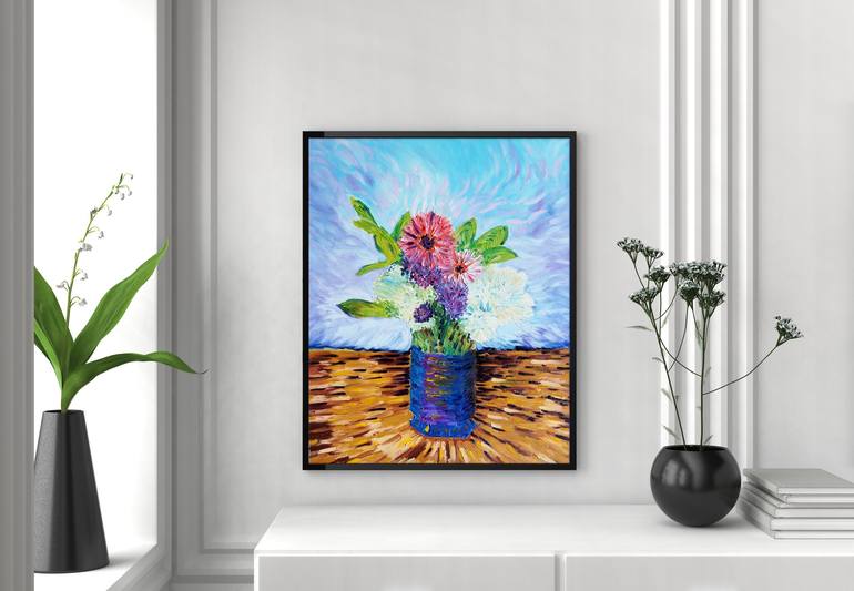 Original Abstract Expressionism Floral Painting by Michel Cruz-Garcia