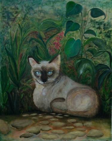 Original Cats Painting by Marie B Loh