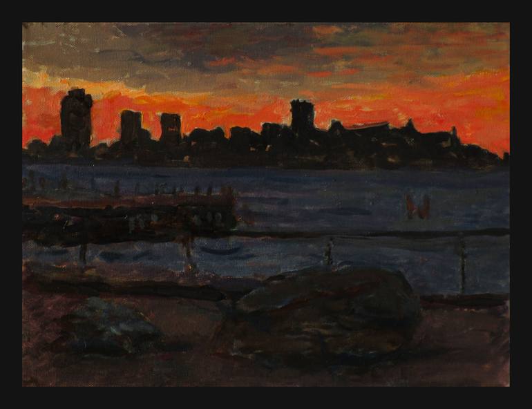 Original Expressionism Seascape Painting by Martin Goldblum