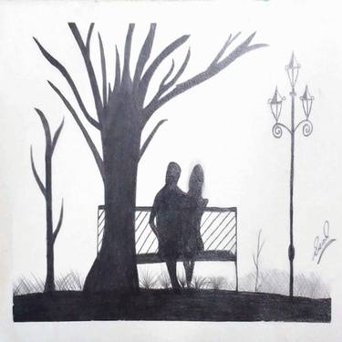 Pencil Art (Couple Sitting on Bench) thumb