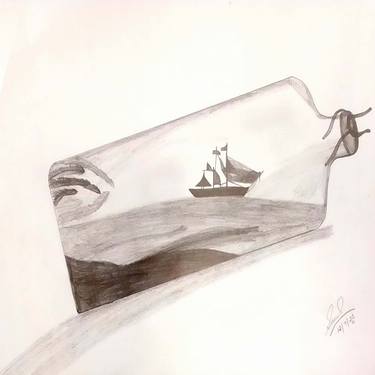 Pencil Art (A Ship of Pirates in the Bottle) thumb
