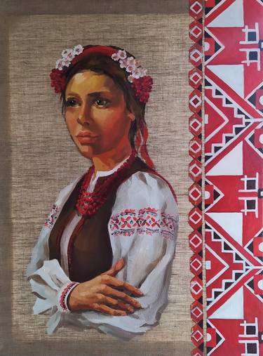 Ukrainian embroidery. Red. thumb