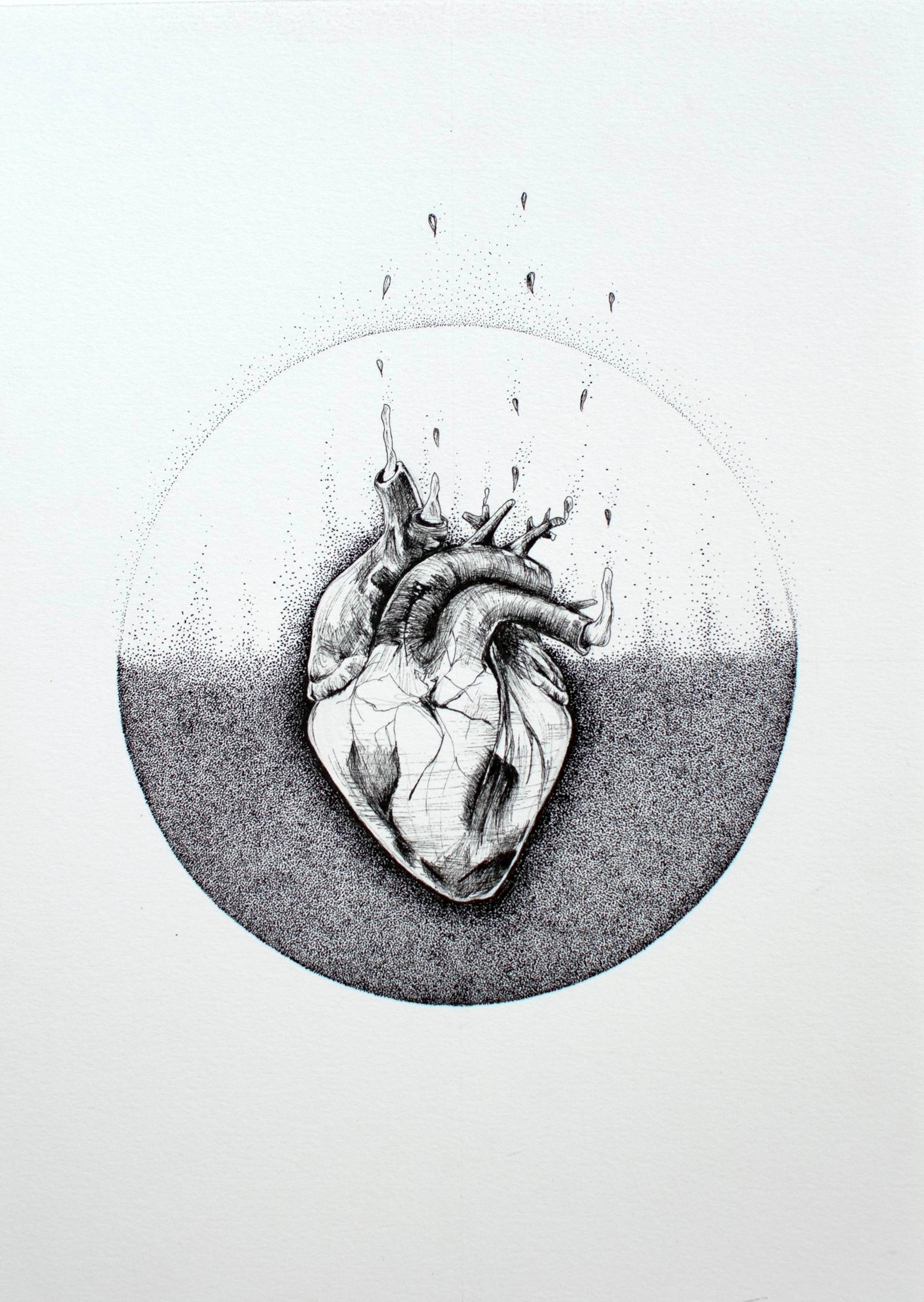 drowning「 untitled」| 原画 Drowned-heart Drawing by Verônica Cruz | Saatchi Art India