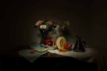 Midsummer days: Composition with flowers and melon thumb