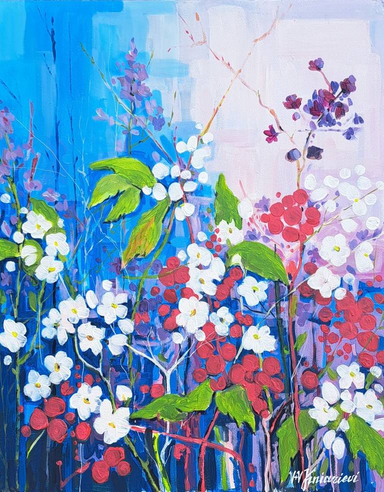 Print of Expressionism Floral Paintings by Valentyna Kniazieva