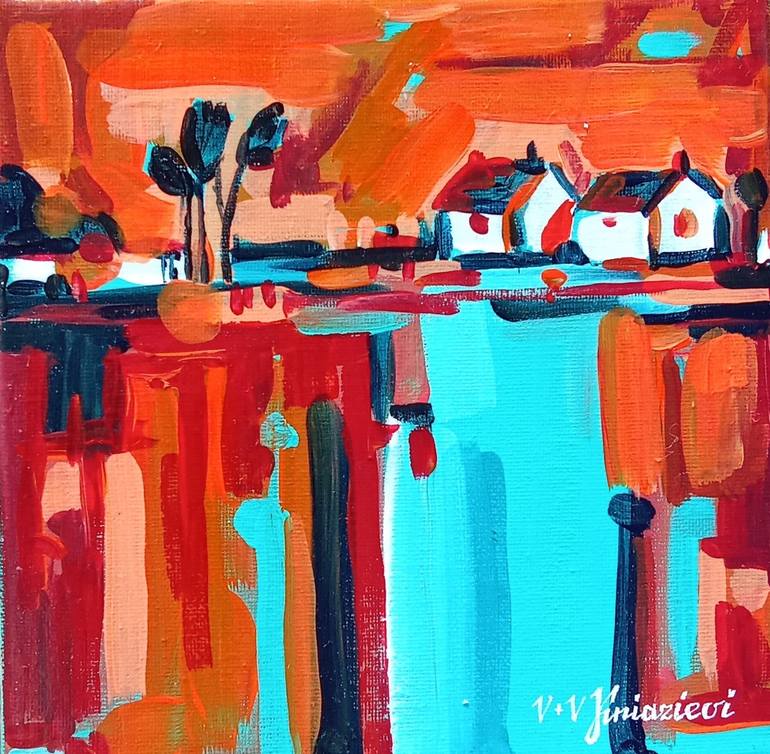 Original Abstract Landscape Painting by Valentyna Kniazieva