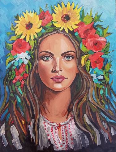Ukrainian Summer Flower,large portrait of a beautiful woman thumb