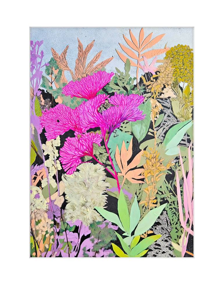 Original Abstract Floral Collage by Valentyna Kniazieva