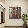 Rustic abstract painting with gold leaf details